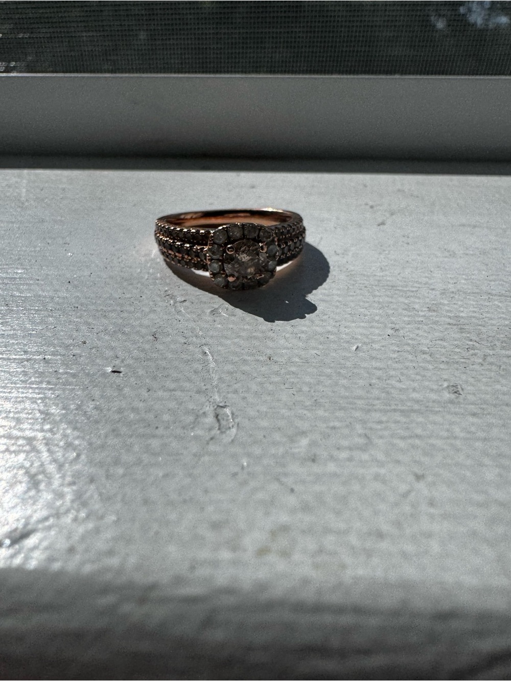 1.28CTW ROUND CHAMPAGNE AND WHITE DIAMOND 10K ROSE GOLD RING - Picture 2 of 8
